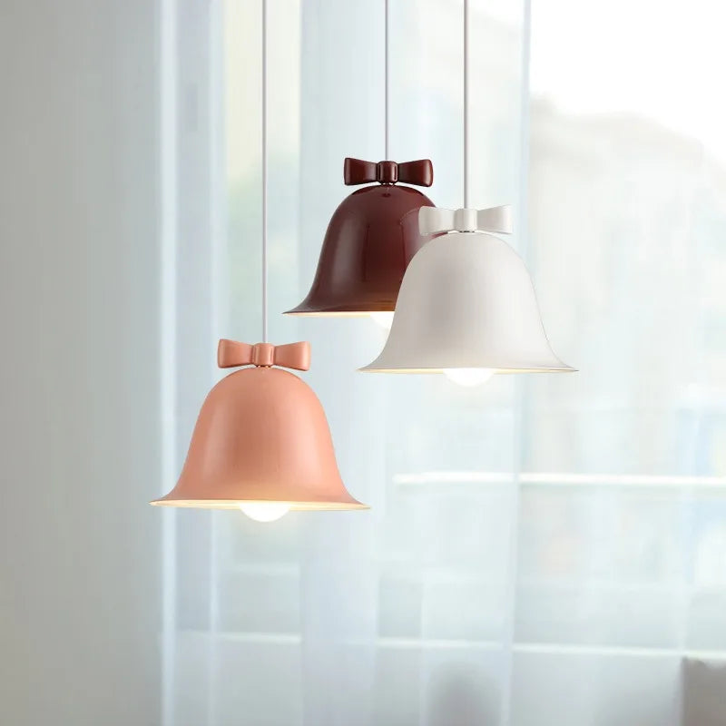 Modern bell-shaped pendant light with bow, designer hanging lamp for dining room & kitchen | Stornfield