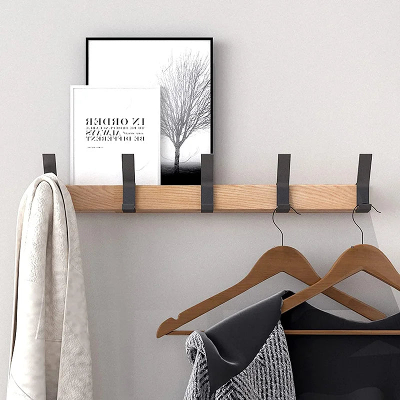 Stornfield | Nordivo Wall Wardrobe with Movable Double Hooks | Scandinavian Design | Wood & Aluminium | Space-saving & Modern