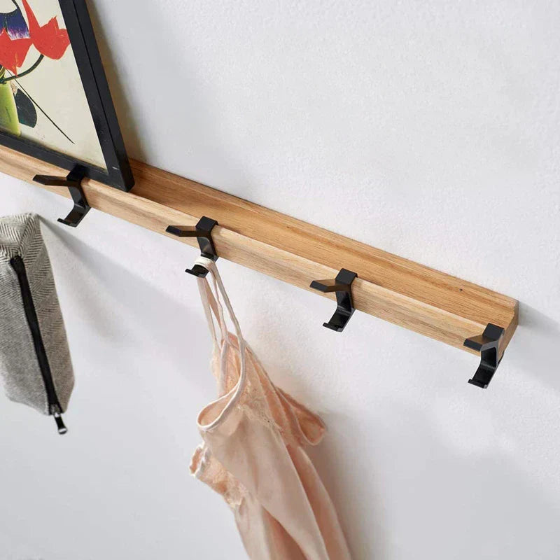 Stornfield | Nordivo Wall Wardrobe with Movable Double Hooks | Scandinavian Design | Wood & Aluminium | Space-saving & Modern