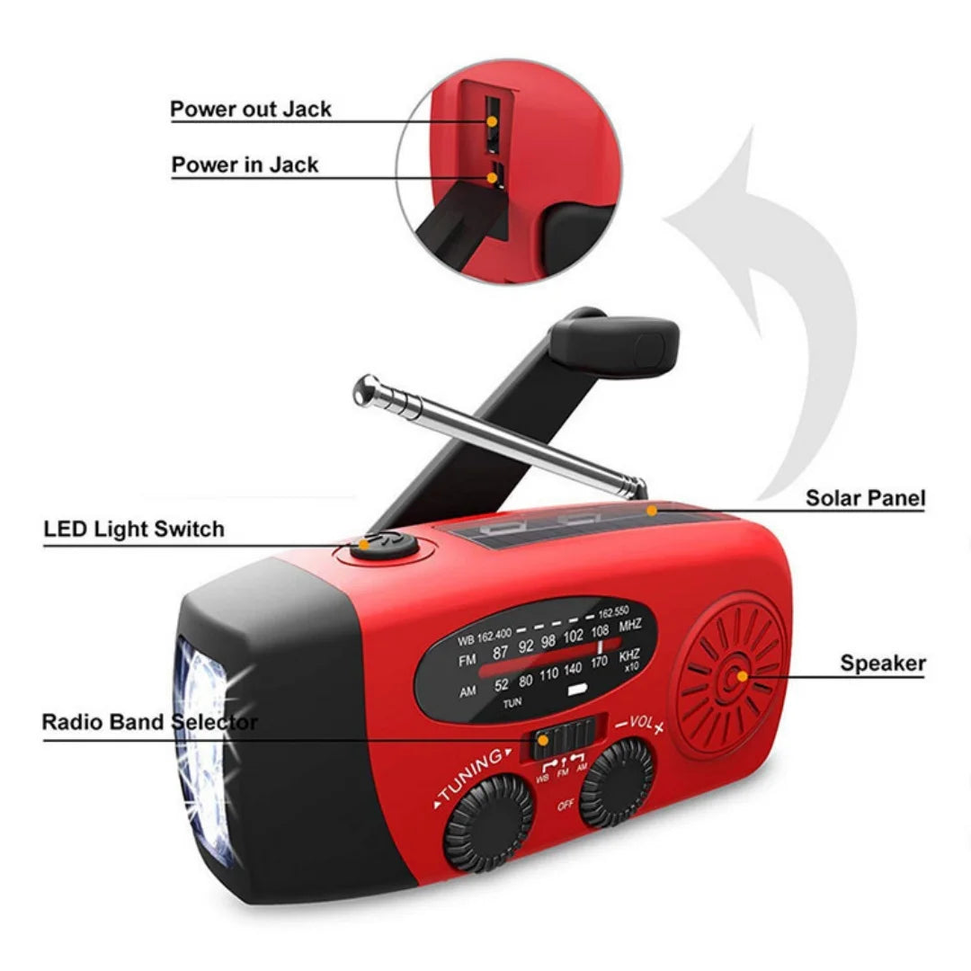 Buy Multifunctional Emergency Radio – Charging Function with LED Flashlight and Hand Generator for Mobile Phones – Best Emergency Radio | Stornfield