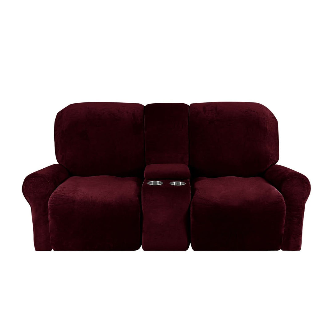 Stornfield | 2-Seater Recliner Sofa Cover with Cup Holders – Velvet Plush