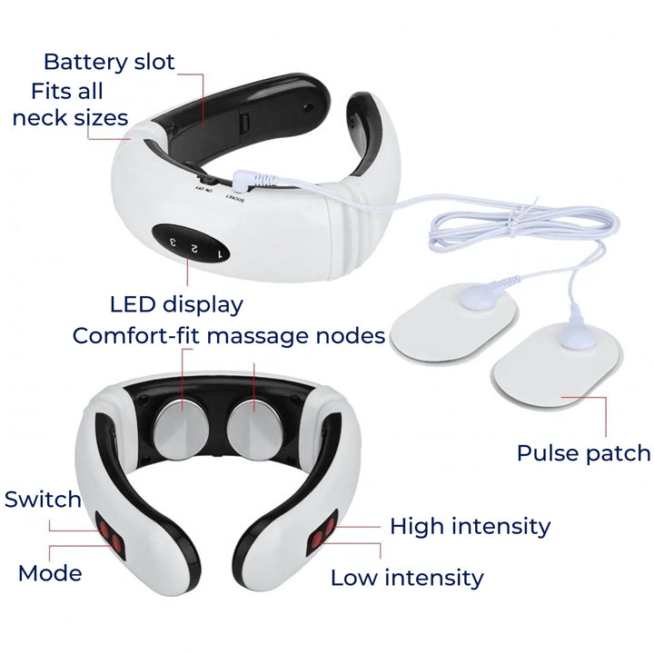 NeckEase | Vibration Neck Massager – Pain Relief – Portable Design – Soothes Stiff Muscles – Stress and Tension Relief Stornfield