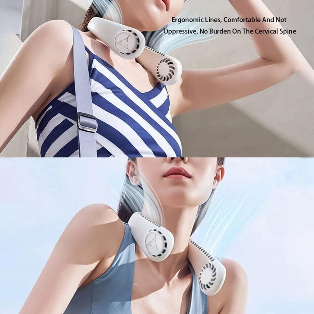 Portable Neck Fans - Portable 5 Speed Neck Fan USB Rechargeable Neckband Bladeless Cooler | Stornfield