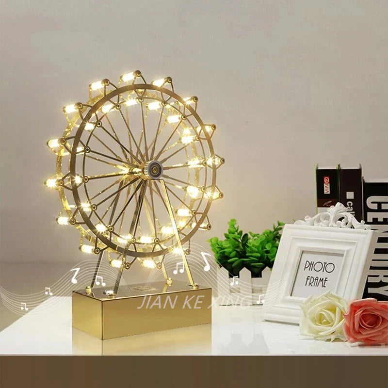 LED Ferris Wheel Desk Lamp, Decorative Lighting with Music Function, Retro Desk Light for Home | Stornfield