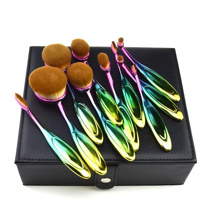 Rainbow Makeup Brushes - 10 Piece Set | Stornfield