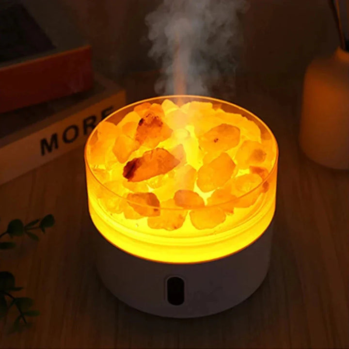 Stornfield | Salt Lamp Diffuser - USB Ultrasonic Essential Oil Humidifier with Himalayan Salt Crystals and Night Light