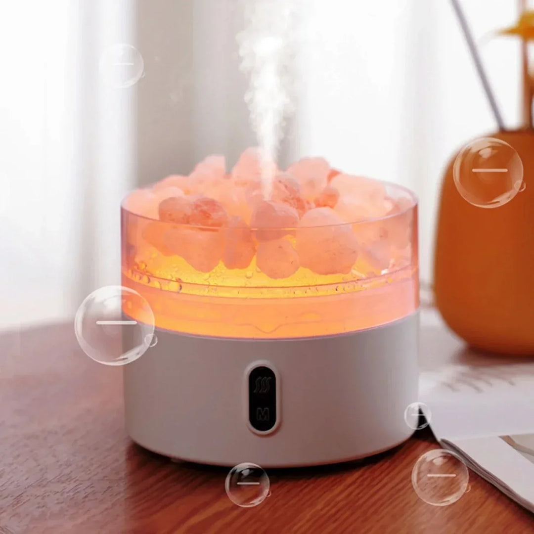 Stornfield | Diffuseur de lampe de sel - Humidificateur à huile essentielle ultrasonique USB avec cristaux de sel de l'Himalaya et veilleuse