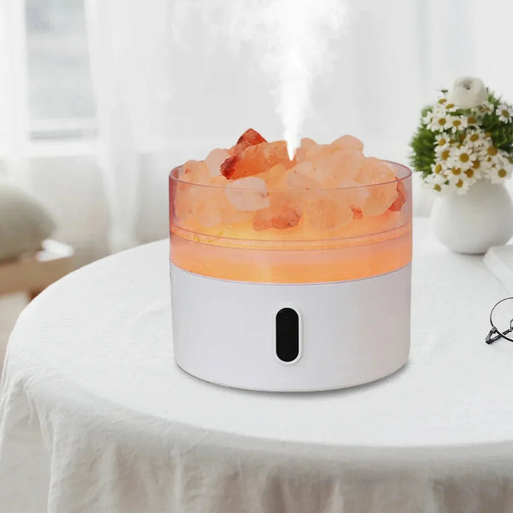 Stornfield | Diffuseur de lampe de sel - Humidificateur à huile essentielle ultrasonique USB avec cristaux de sel de l'Himalaya et veilleuse