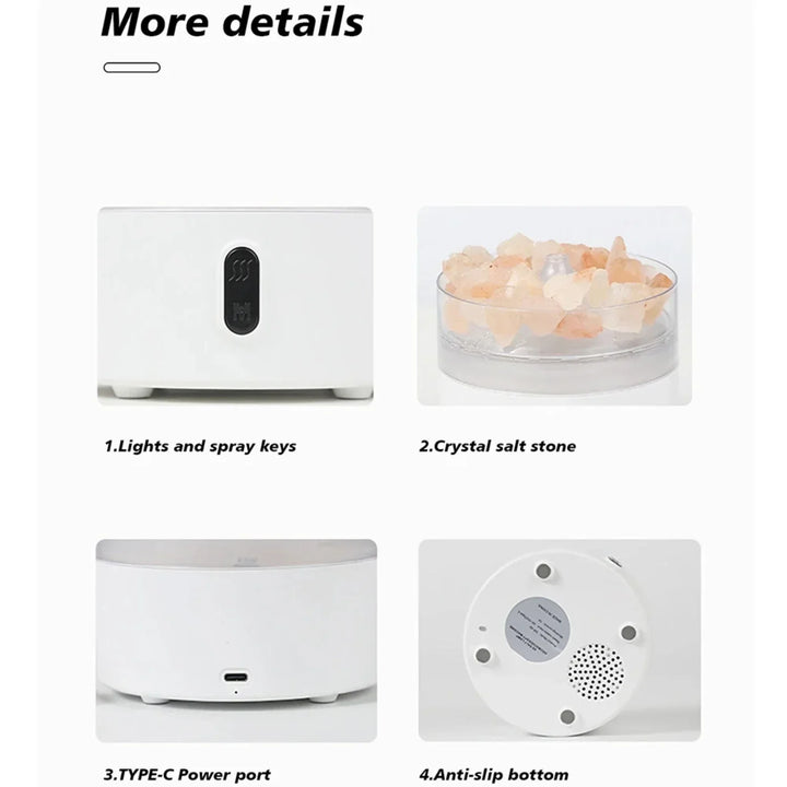 Stornfield | Salt Lamp Diffuser - USB Ultrasonic Essential Oil Humidifier with Himalayan Salt Crystals and Night Light
