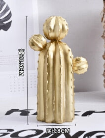 Stornfield | New Nordic Style Gold or Silver Cactus Ornament Home Decoration Resin Pretty Cactus Figurine Handicraft Simulation Plant for Home & Shop