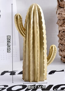 Stornfield | New Nordic Style Gold or Silver Cactus Ornament Home Decoration Resin Pretty Cactus Figurine Handicraft Simulation Plant for Home & Shop