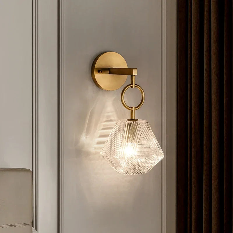 Modern Glass Wall Lamp in Vintage Style - Wall Light made of Brass and Glass | Stornfield
