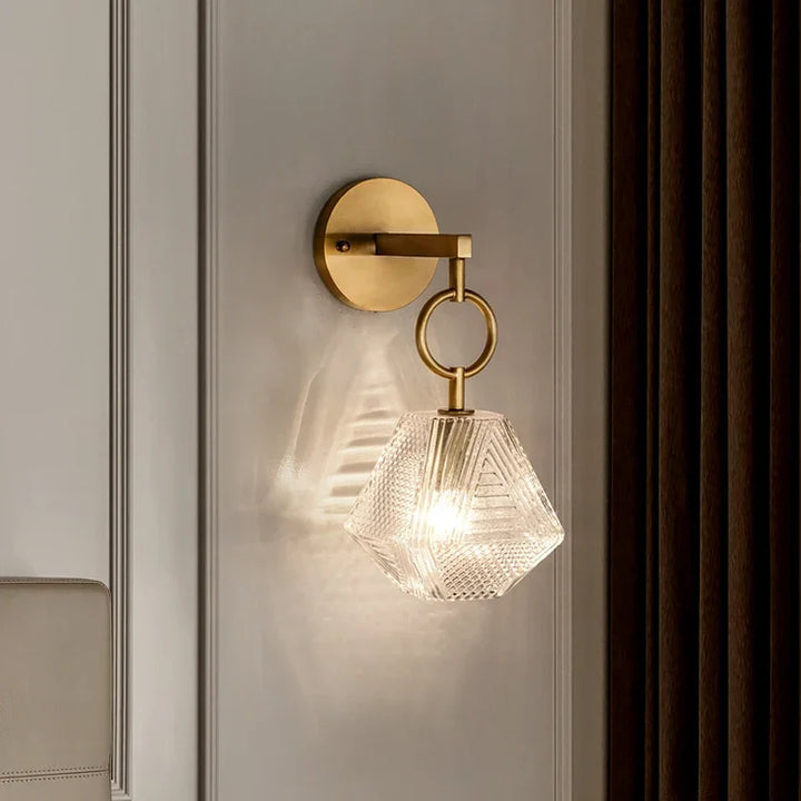 Modern Glass Wall Lamp in Vintage Style - Wall Light made of Brass and Glass | Stornfield