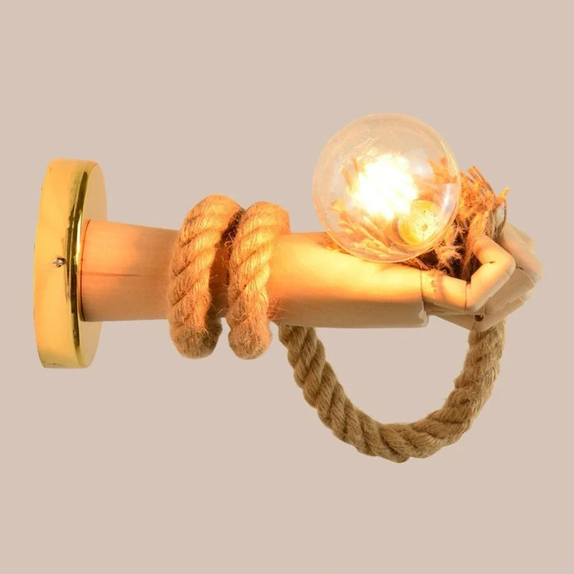 Creative wall lamp in rope design with handle – Rustic LED lamp for living room & hallway | Stornfield