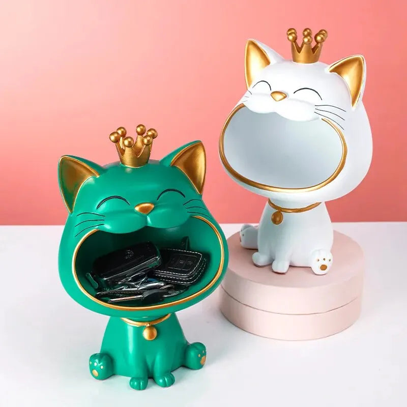 Laughing Lucky Cat Decoration, Bowl for Sweets and Jewelry, Modern Design | Stornfield