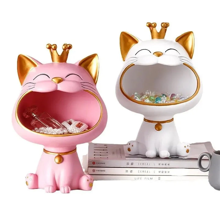 Laughing Lucky Cat Decoration, Bowl for Sweets and Jewelry, Modern Design | Stornfield