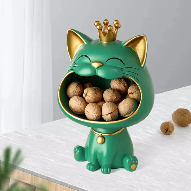 Laughing Lucky Cat Decoration, Bowl for Sweets and Jewelry, Modern Design | Stornfield
