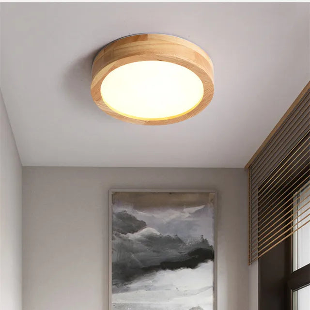 Round solid wood ceiling light – Scandinavian lamp for living room and hallway | Stornfield