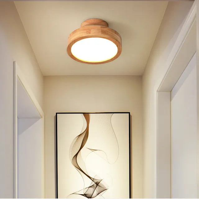 Round solid wood ceiling light – Scandinavian lamp for living room and hallway | Stornfield