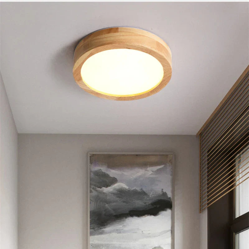 Round solid wood ceiling light – Scandinavian lamp for living room and hallway | Stornfield
