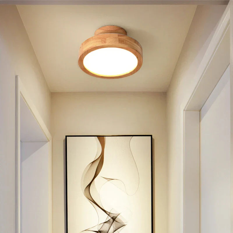 Round solid wood ceiling light – Scandinavian lamp for living room and hallway | Stornfield