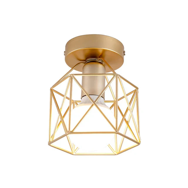 Modern ceiling light with golden metal grid – Stylish lighting for hallway and living room | Stornfield
