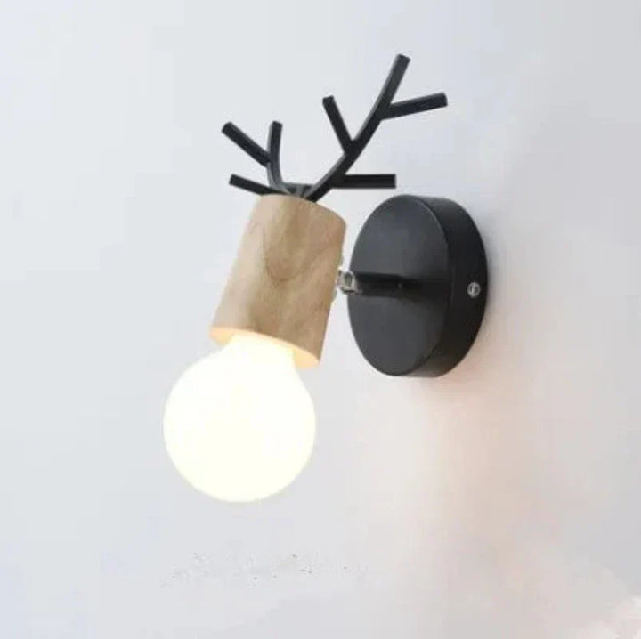 Modern Antler Wall Lamp – Wood and Metal LED Light for Children's Room & Living Room | Stornfield