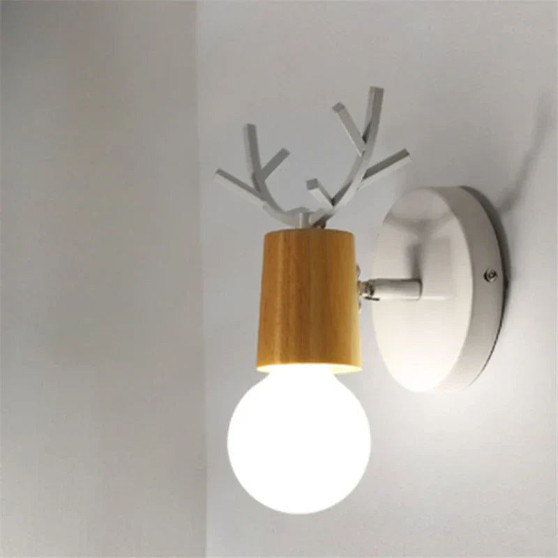 Modern Antler Wall Lamp – Wood and Metal LED Light for Children's Room & Living Room | Stornfield
