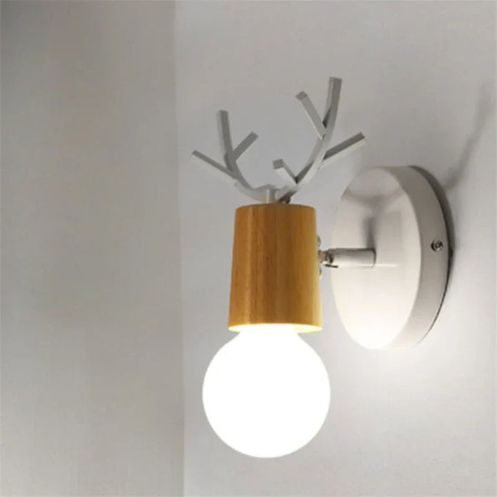 Modern Antler Wall Lamp – Wood and Metal LED Light for Children's Room & Living Room | Stornfield
