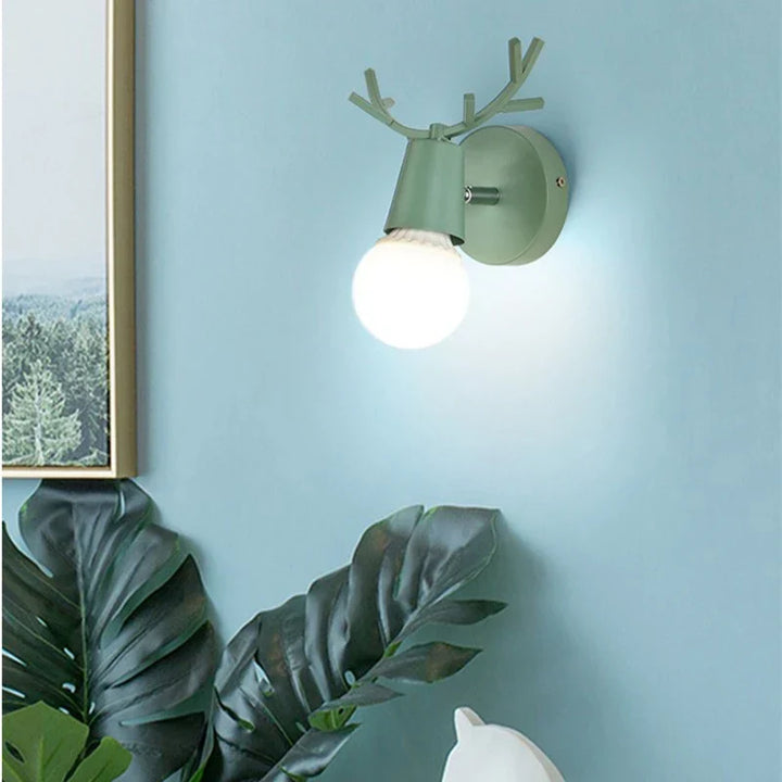 Modern Antler Wall Lamp – Wood and Metal LED Light for Children's Room & Living Room | Stornfield