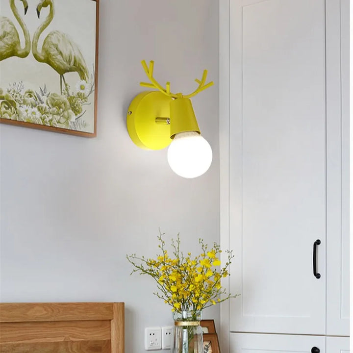 Modern Antler Wall Lamp – Wood and Metal LED Light for Children's Room & Living Room | Stornfield