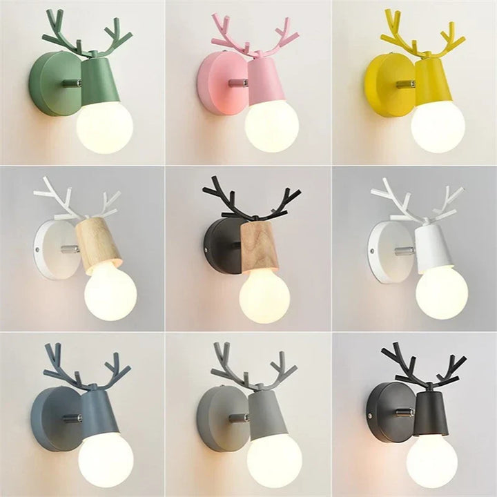 Modern Antler Wall Lamp – Wood and Metal LED Light for Children's Room & Living Room | Stornfield