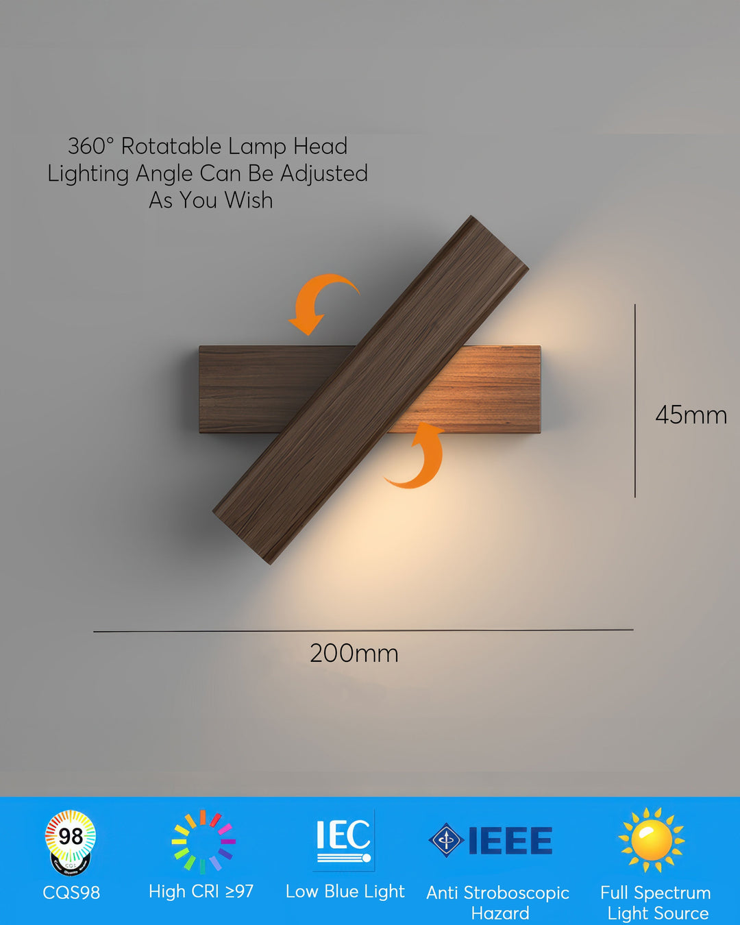 Stornfield | Swiveling Wall Lamp with Nordic Wood Grain