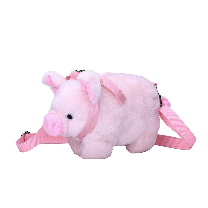 Plush Pig-Themed Crossbody Bag