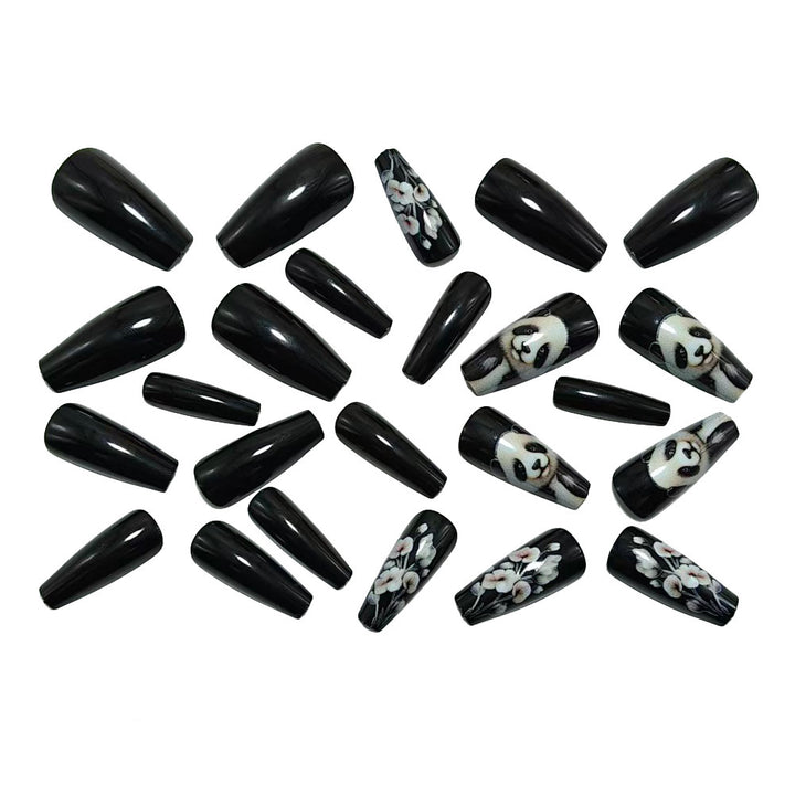 Artificial nails with playful panda and flower design Stornfield