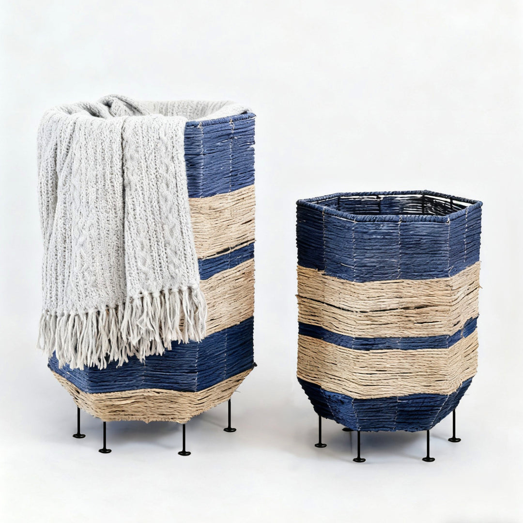 Decorative laundry basket with metal legs Stornfield