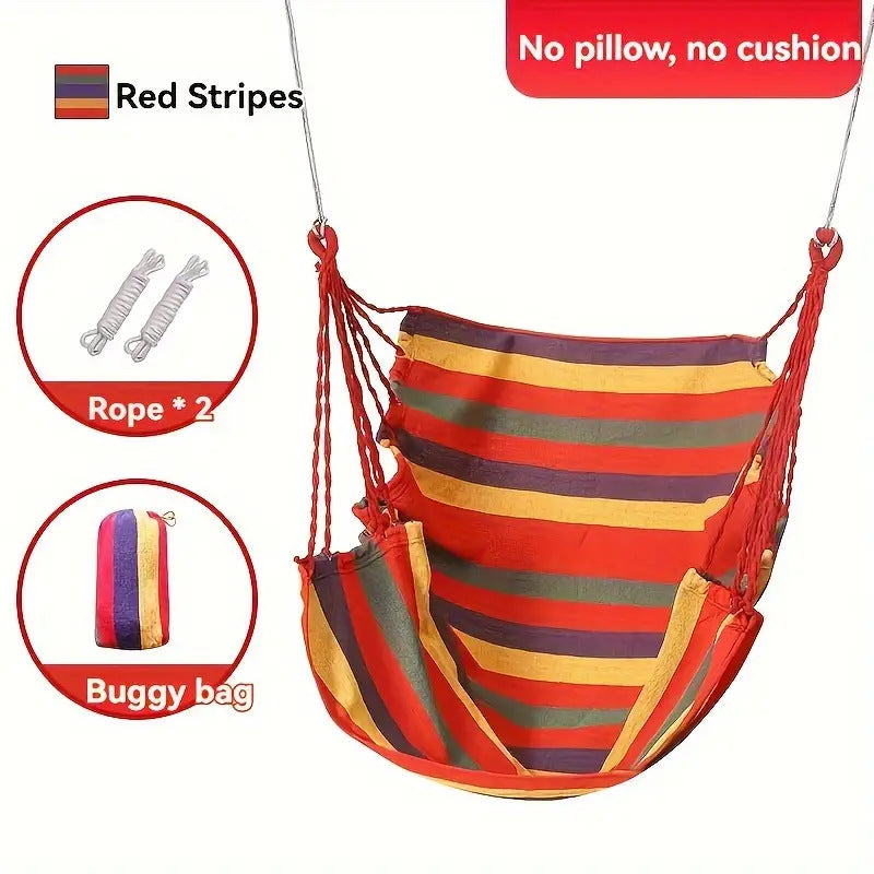 Hanging hammock chair with reinforced cotton canvas and integrated arm pockets Stornfield