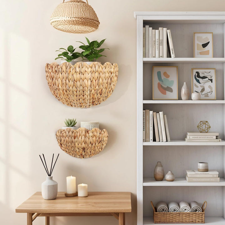 Handwoven decorative basket with wave pattern Stornfield
