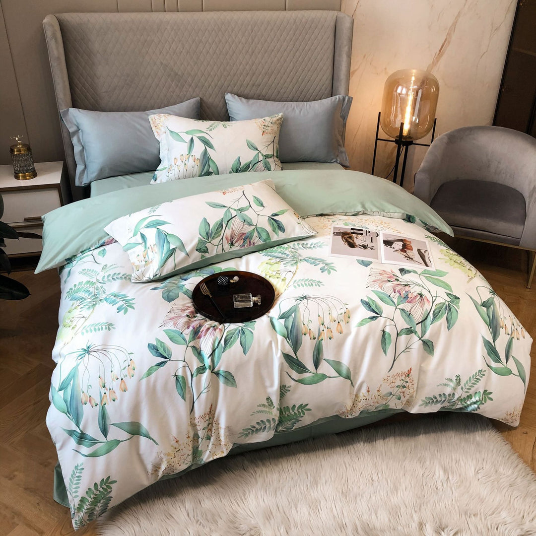 Heart Print Cotton Sateen Duvet Cover Set