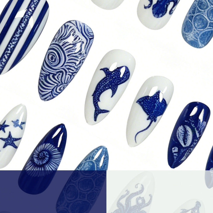 Artistic Ocean-Themed Nail Art Extensions Stornfield