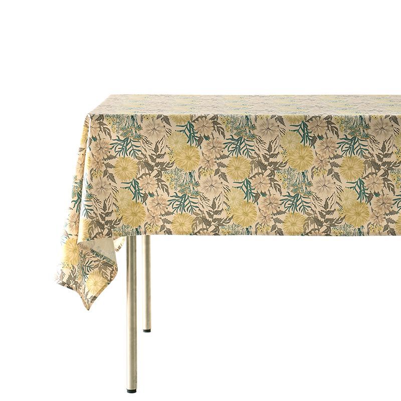Wipeable tablecloth made of polyester with floral watercolor look and water-repellent coating Stornfield