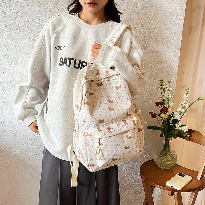 Backpack with Playful Dog Pattern Stornfield