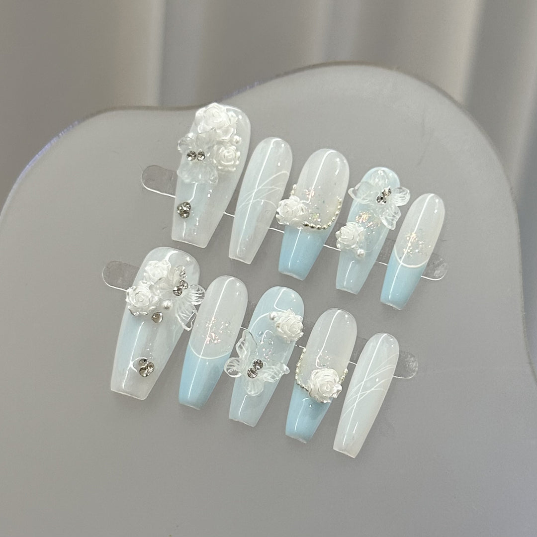 Floral Accented Press-On Nail Set