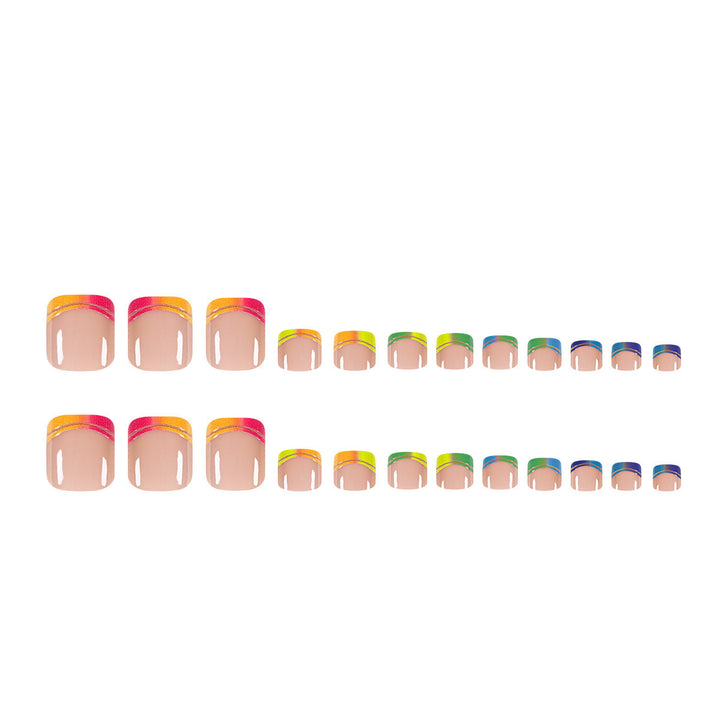 Nail art set with glossy rainbow tip designs Stornfield