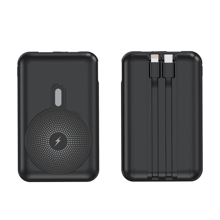 Portable power bank with inductive charging function and integrated cable management Stornfield