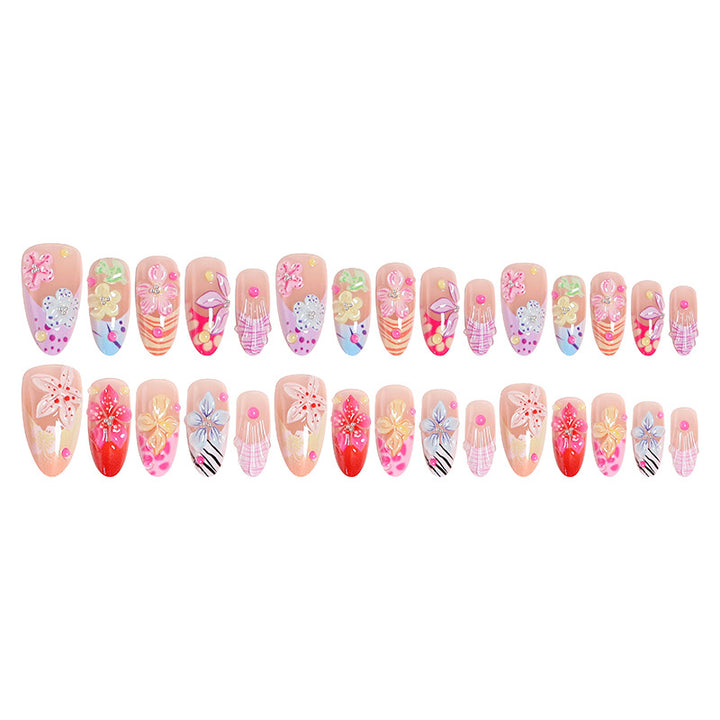 Artificial nail set with blooming 3D flower accents Stornfield