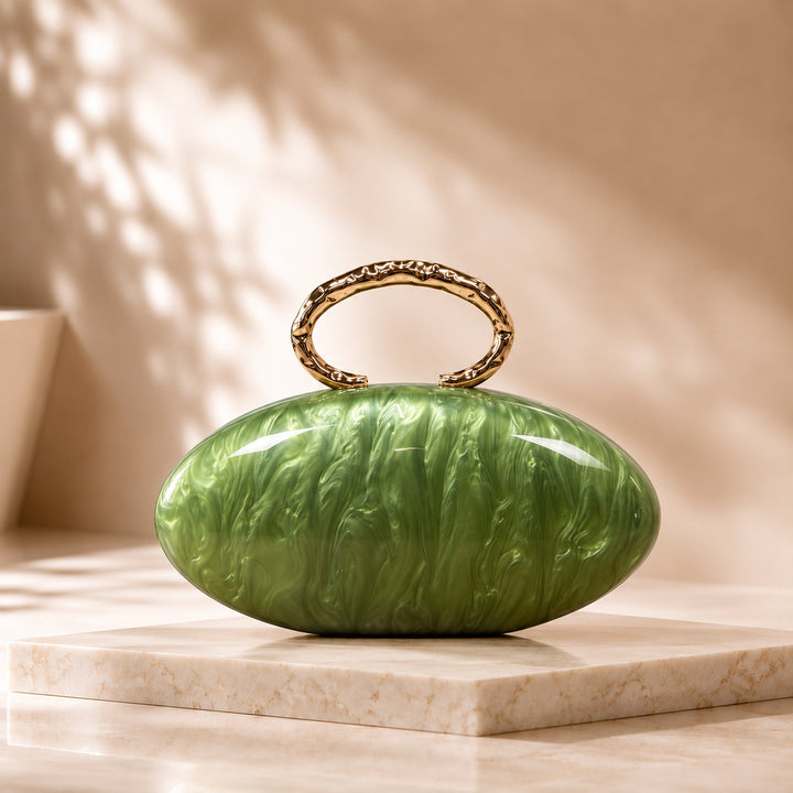 Artistic Curved Handle Acrylic Clutch