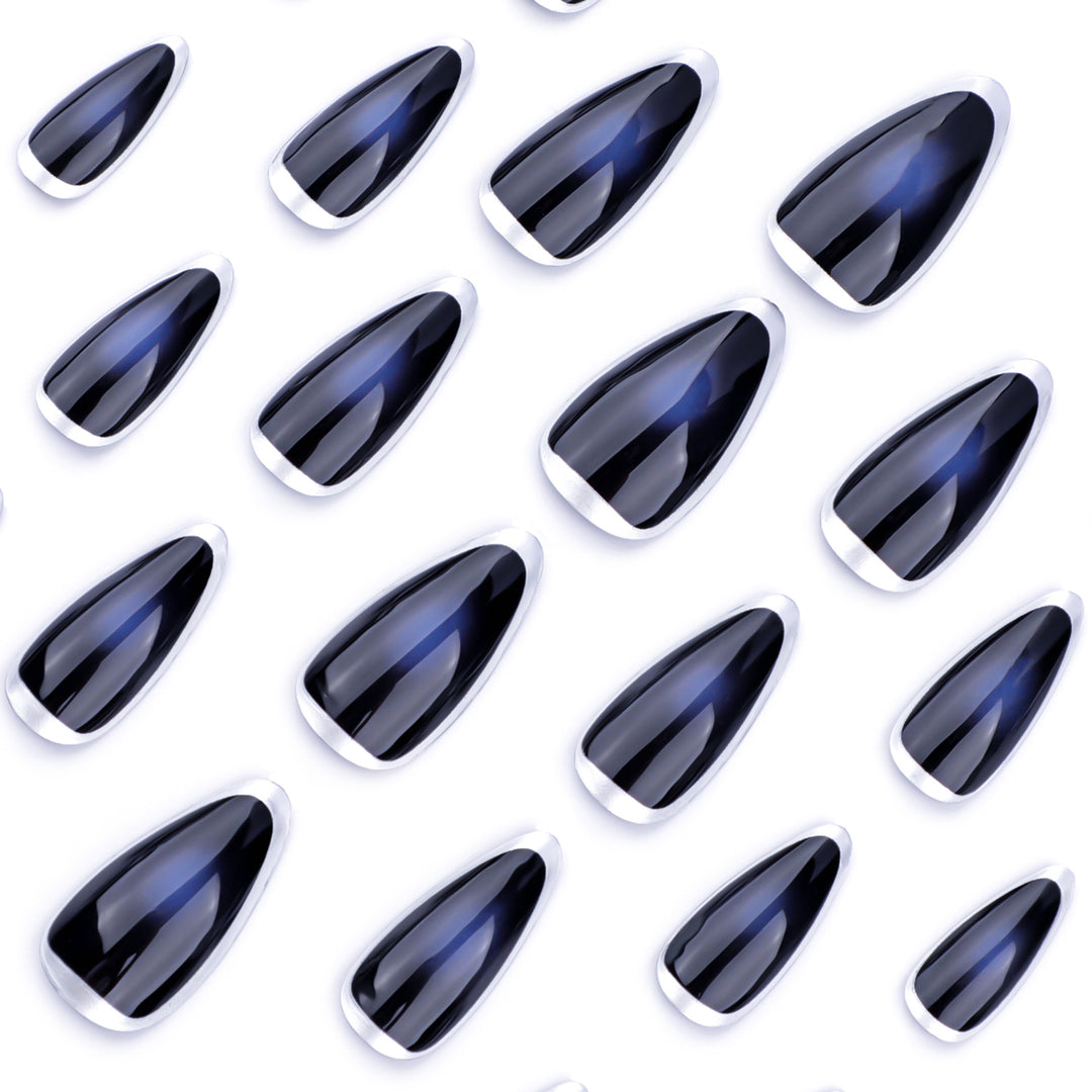 Artful stiletto nails with glamorous metallic finish Stornfield