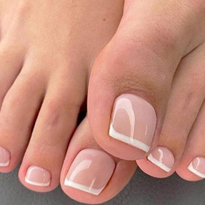Elegant French Tip Press-On Toenails Stornfield 1789085938