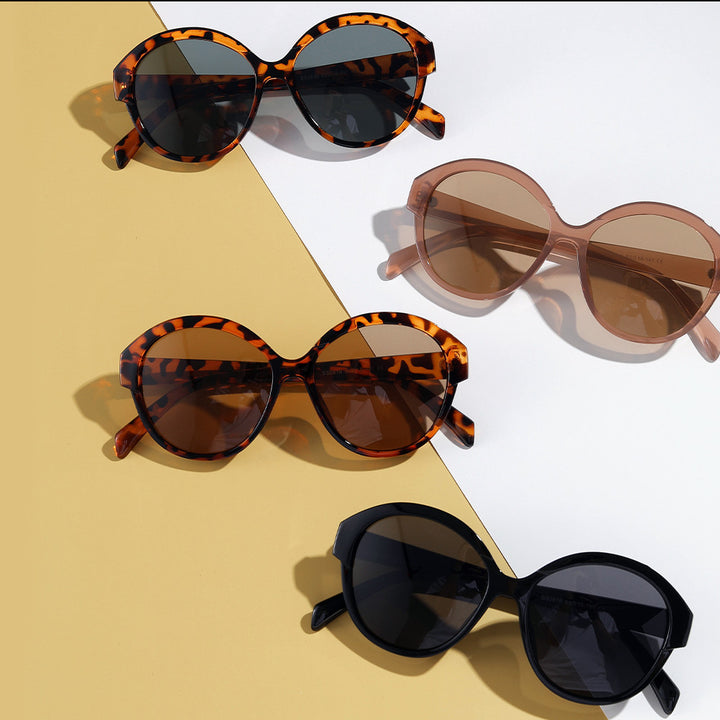 Women's round fashionable sunglasses with striking leopard pattern Stornfield